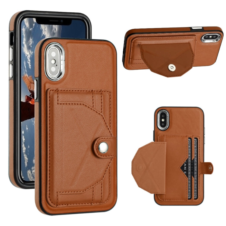 جراب هاتف جلدي مقاوم للصدمات مع حامل بطاقات، مناسب لأجهزة iPhone XS Max وiPhone XR وiPhone X / XS وiPhone SE 2022/SE 2020/6/7/8 وiPhone 6 Plus/7 Plus/8 Plus