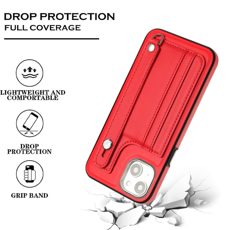 Shockproof Leather Phone Case with Wrist Strap, For iPhone 14, For iPhone 15 Pro Max, For iPhone 15 Pro, For iPhone 14 Plus, For iPhone 14 Pro, For iPhone 15 Plus, For iPhone 15, For iPhone 14 Pro Max