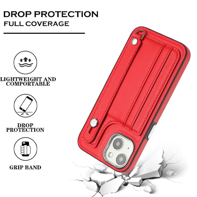 Shockproof Leather Phone Case with Wrist Strap, For iPhone 13, For iPhone 13 Pro, For iPhone 13 Pro Max, For iPhone 12 / 12 Pro, For iPhone 12 Pro Max, For iPhone 11, For iPhone 11 Pro, For iPhone 11 Pro Max