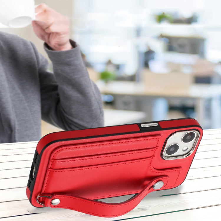 Shockproof Leather Phone Case with Wrist Strap, For iPhone 13, For iPhone 13 Pro, For iPhone 13 Pro Max, For iPhone 12 / 12 Pro, For iPhone 12 Pro Max, For iPhone 11, For iPhone 11 Pro, For iPhone 11 Pro Max