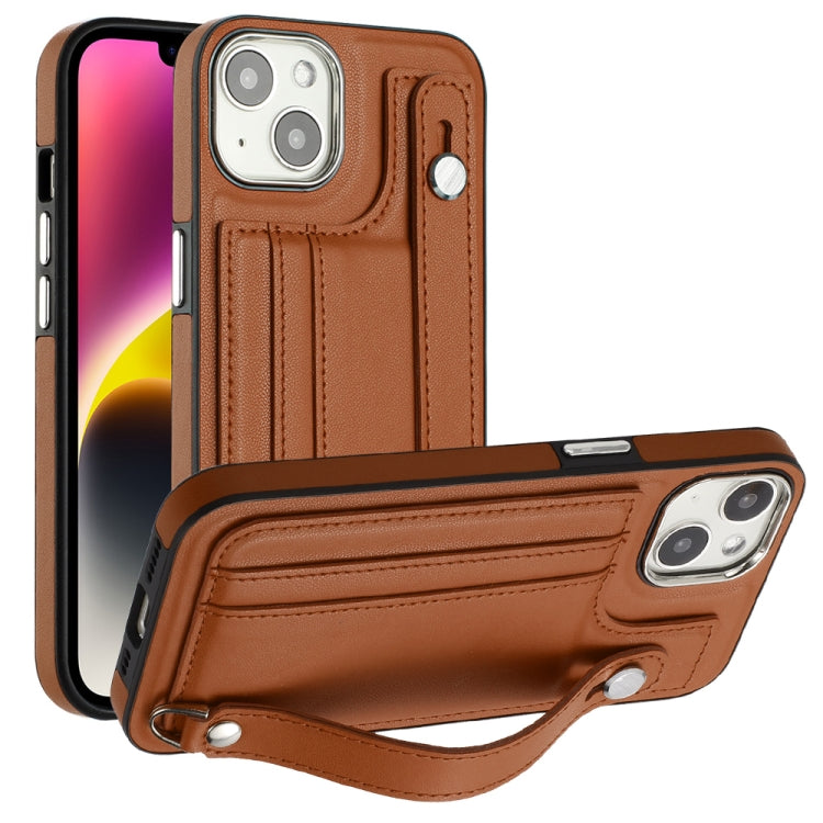 Shockproof Leather Phone Case with Wrist Strap, For iPhone 13, For iPhone 13 Pro, For iPhone 13 Pro Max, For iPhone 12 / 12 Pro, For iPhone 12 Pro Max, For iPhone 11, For iPhone 11 Pro, For iPhone 11 Pro Max
