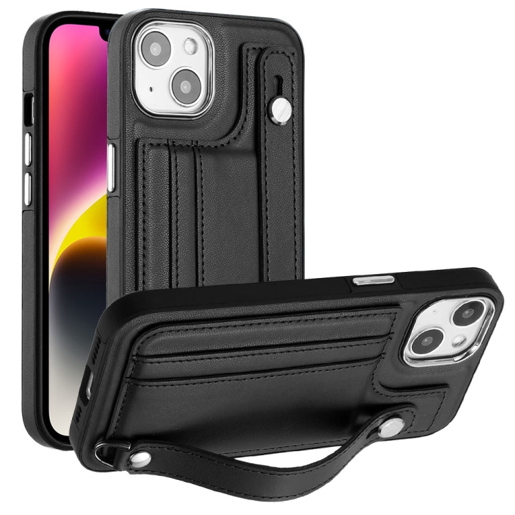Shockproof Leather Phone Case with Wrist Strap, For iPhone 13, For iPhone 13 Pro, For iPhone 13 Pro Max, For iPhone 12 / 12 Pro, For iPhone 12 Pro Max, For iPhone 11, For iPhone 11 Pro, For iPhone 11 Pro Max