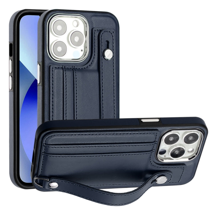 Shockproof Leather Phone Case with Wrist Strap, For iPhone 13, For iPhone 13 Pro, For iPhone 13 Pro Max, For iPhone 12 / 12 Pro, For iPhone 12 Pro Max, For iPhone 11, For iPhone 11 Pro, For iPhone 11 Pro Max