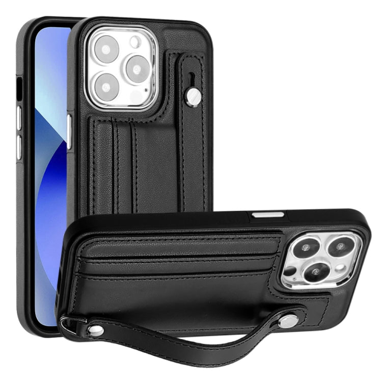 Shockproof Leather Phone Case with Wrist Strap, For iPhone 13, For iPhone 13 Pro, For iPhone 13 Pro Max, For iPhone 12 / 12 Pro, For iPhone 12 Pro Max, For iPhone 11, For iPhone 11 Pro, For iPhone 11 Pro Max
