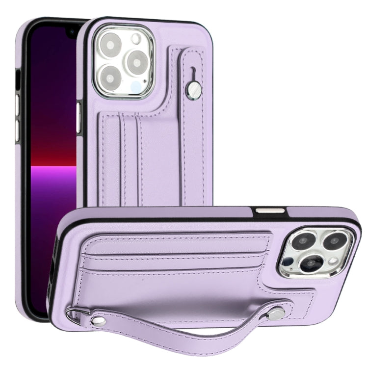 Shockproof Leather Phone Case with Wrist Strap, For iPhone 13, For iPhone 13 Pro, For iPhone 13 Pro Max, For iPhone 12 / 12 Pro, For iPhone 12 Pro Max, For iPhone 11, For iPhone 11 Pro, For iPhone 11 Pro Max
