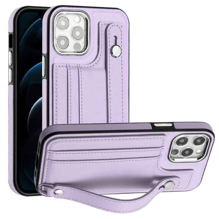 Shockproof Leather Phone Case with Wrist Strap, For iPhone 13, For iPhone 13 Pro, For iPhone 13 Pro Max, For iPhone 12 / 12 Pro, For iPhone 12 Pro Max, For iPhone 11, For iPhone 11 Pro, For iPhone 11 Pro Max