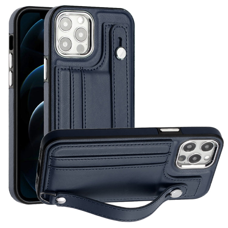 Shockproof Leather Phone Case with Wrist Strap, For iPhone 13, For iPhone 13 Pro, For iPhone 13 Pro Max, For iPhone 12 / 12 Pro, For iPhone 12 Pro Max, For iPhone 11, For iPhone 11 Pro, For iPhone 11 Pro Max