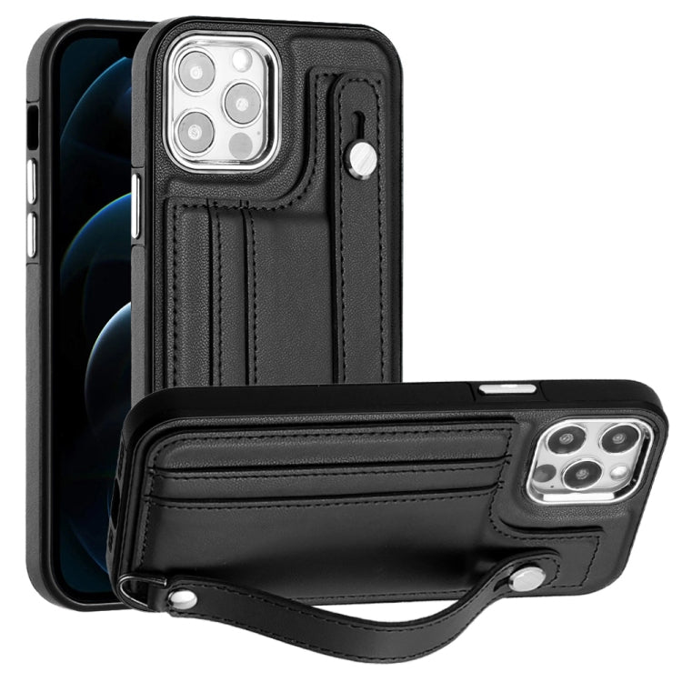 Shockproof Leather Phone Case with Wrist Strap, For iPhone 13, For iPhone 13 Pro, For iPhone 13 Pro Max, For iPhone 12 / 12 Pro, For iPhone 12 Pro Max, For iPhone 11, For iPhone 11 Pro, For iPhone 11 Pro Max