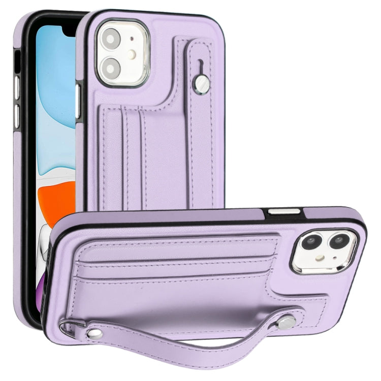 Shockproof Leather Phone Case with Wrist Strap, For iPhone 13, For iPhone 13 Pro, For iPhone 13 Pro Max, For iPhone 12 / 12 Pro, For iPhone 12 Pro Max, For iPhone 11, For iPhone 11 Pro, For iPhone 11 Pro Max