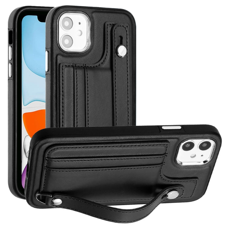 Shockproof Leather Phone Case with Wrist Strap, For iPhone 13, For iPhone 13 Pro, For iPhone 13 Pro Max, For iPhone 12 / 12 Pro, For iPhone 12 Pro Max, For iPhone 11, For iPhone 11 Pro, For iPhone 11 Pro Max