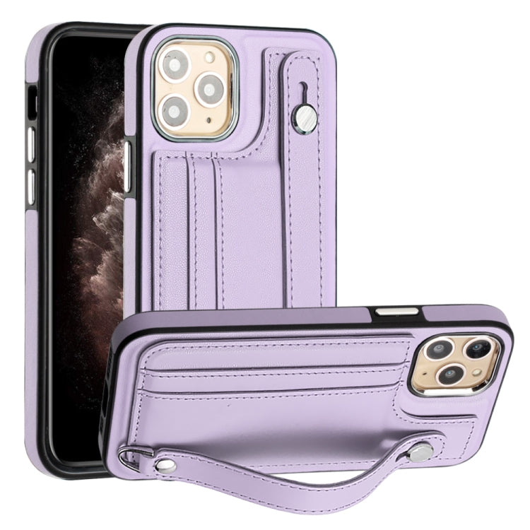 Shockproof Leather Phone Case with Wrist Strap, For iPhone 13, For iPhone 13 Pro, For iPhone 13 Pro Max, For iPhone 12 / 12 Pro, For iPhone 12 Pro Max, For iPhone 11, For iPhone 11 Pro, For iPhone 11 Pro Max