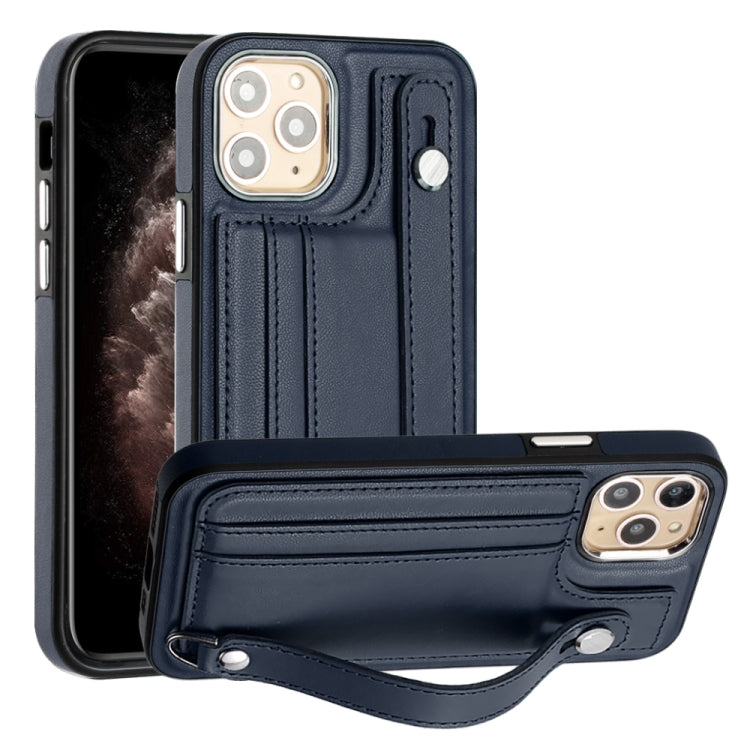 Shockproof Leather Phone Case with Wrist Strap, For iPhone 13, For iPhone 13 Pro, For iPhone 13 Pro Max, For iPhone 12 / 12 Pro, For iPhone 12 Pro Max, For iPhone 11, For iPhone 11 Pro, For iPhone 11 Pro Max