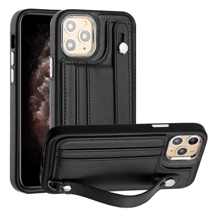 Shockproof Leather Phone Case with Wrist Strap, For iPhone 13, For iPhone 13 Pro, For iPhone 13 Pro Max, For iPhone 12 / 12 Pro, For iPhone 12 Pro Max, For iPhone 11, For iPhone 11 Pro, For iPhone 11 Pro Max