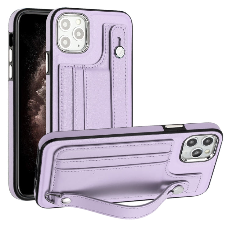 Shockproof Leather Phone Case with Wrist Strap, For iPhone 13, For iPhone 13 Pro, For iPhone 13 Pro Max, For iPhone 12 / 12 Pro, For iPhone 12 Pro Max, For iPhone 11, For iPhone 11 Pro, For iPhone 11 Pro Max