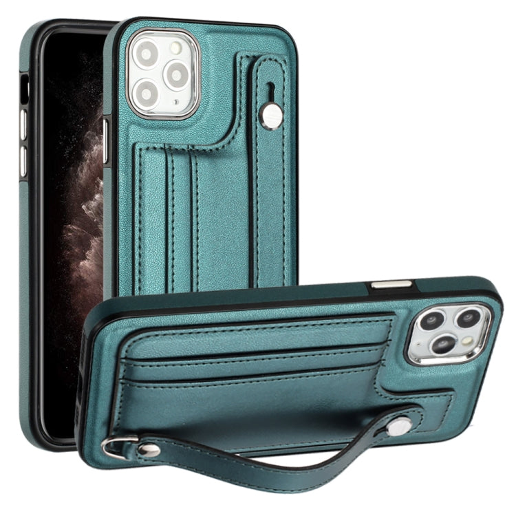 Shockproof Leather Phone Case with Wrist Strap, For iPhone 13, For iPhone 13 Pro, For iPhone 13 Pro Max, For iPhone 12 / 12 Pro, For iPhone 12 Pro Max, For iPhone 11, For iPhone 11 Pro, For iPhone 11 Pro Max