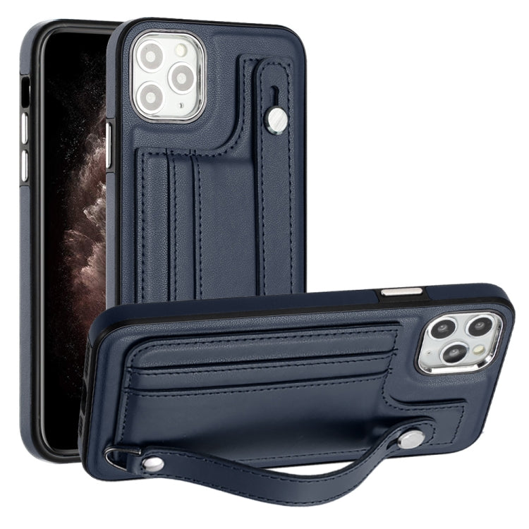 Shockproof Leather Phone Case with Wrist Strap, For iPhone 13, For iPhone 13 Pro, For iPhone 13 Pro Max, For iPhone 12 / 12 Pro, For iPhone 12 Pro Max, For iPhone 11, For iPhone 11 Pro, For iPhone 11 Pro Max