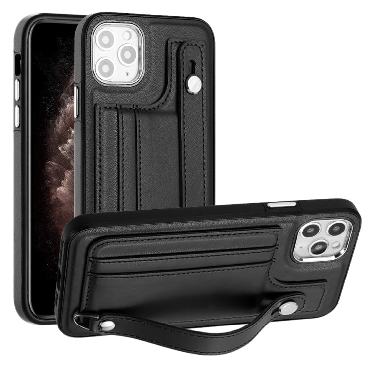 Shockproof Leather Phone Case with Wrist Strap, For iPhone 13, For iPhone 13 Pro, For iPhone 13 Pro Max, For iPhone 12 / 12 Pro, For iPhone 12 Pro Max, For iPhone 11, For iPhone 11 Pro, For iPhone 11 Pro Max