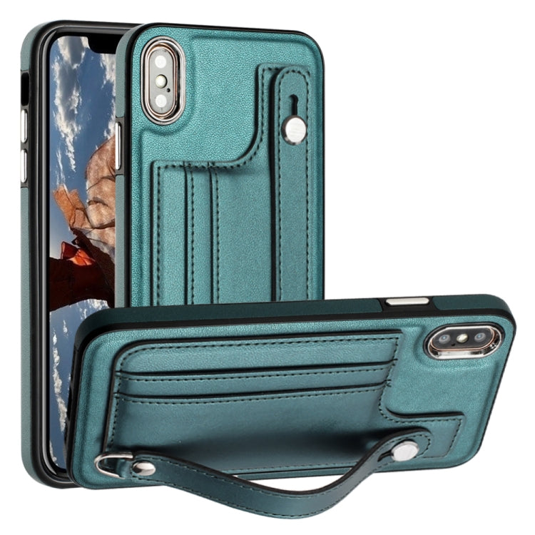 جراب هاتف جلدي مقاوم للصدمات مع حزام معصم، مناسب لأجهزة iPhone XS Max وiPhone XR وiPhone X / XS وiPhone SE 2022/SE 2020/6/7/8 وiPhone 6 Plus/7 Plus/8 Plus