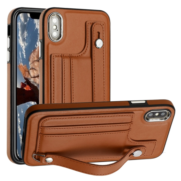 جراب هاتف جلدي مقاوم للصدمات مع حزام معصم، مناسب لأجهزة iPhone XS Max وiPhone XR وiPhone X / XS وiPhone SE 2022/SE 2020/6/7/8 وiPhone 6 Plus/7 Plus/8 Plus