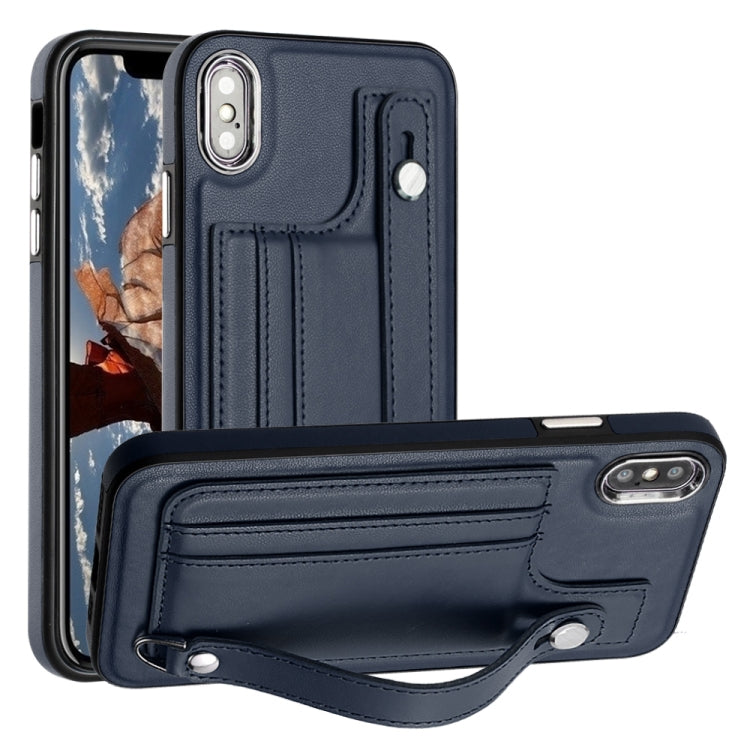 جراب هاتف جلدي مقاوم للصدمات مع حزام معصم، مناسب لأجهزة iPhone XS Max وiPhone XR وiPhone X / XS وiPhone SE 2022/SE 2020/6/7/8 وiPhone 6 Plus/7 Plus/8 Plus