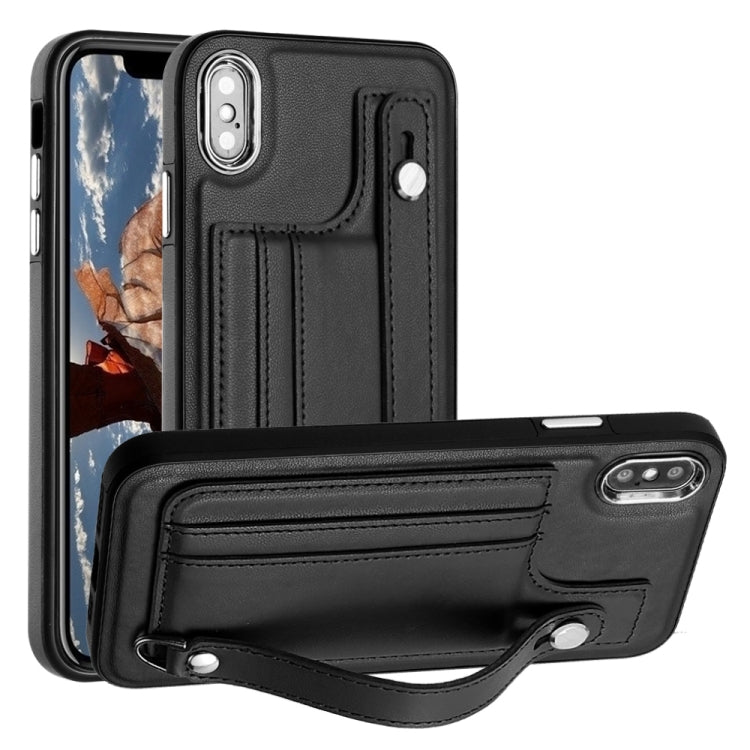 جراب هاتف جلدي مقاوم للصدمات مع حزام معصم، مناسب لأجهزة iPhone XS Max وiPhone XR وiPhone X / XS وiPhone SE 2022/SE 2020/6/7/8 وiPhone 6 Plus/7 Plus/8 Plus