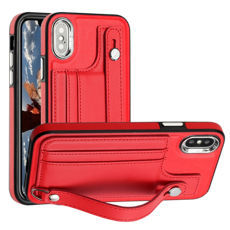 جراب هاتف جلدي مقاوم للصدمات مع حزام معصم، مناسب لأجهزة iPhone XS Max وiPhone XR وiPhone X / XS وiPhone SE 2022/SE 2020/6/7/8 وiPhone 6 Plus/7 Plus/8 Plus
