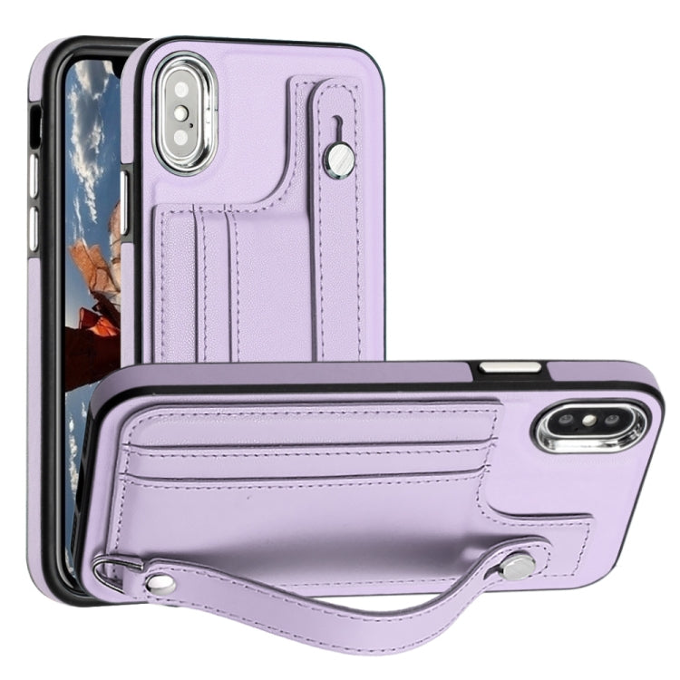 جراب هاتف جلدي مقاوم للصدمات مع حزام معصم، مناسب لأجهزة iPhone XS Max وiPhone XR وiPhone X / XS وiPhone SE 2022/SE 2020/6/7/8 وiPhone 6 Plus/7 Plus/8 Plus