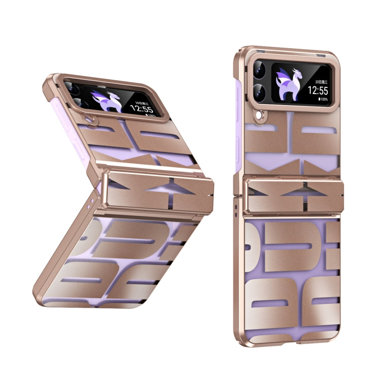 جراب هاتف قابل للطي مطلي بالكهرباء ومُزود بمفصلة، لهاتف Samsung Galaxy Z Flip4 5G