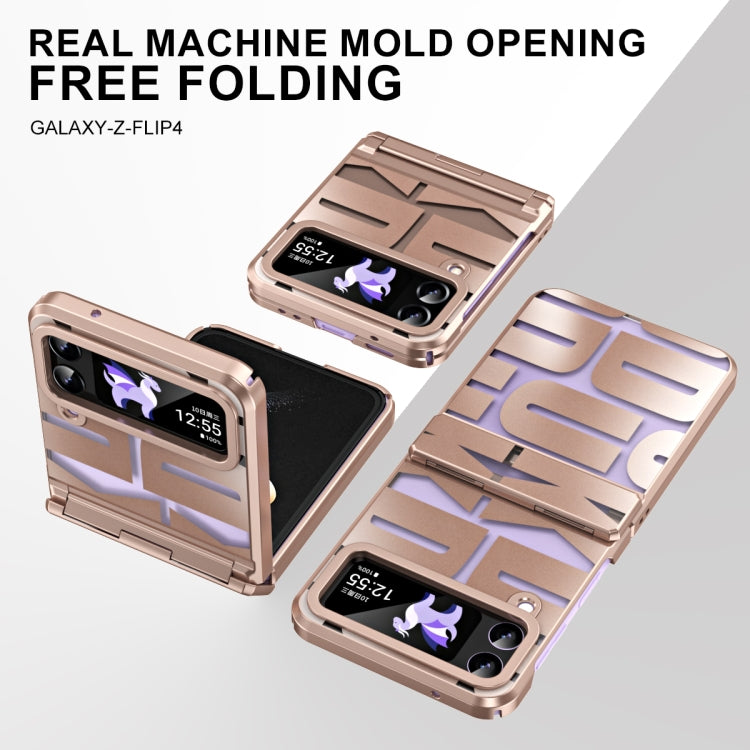 جراب هاتف قابل للطي مطلي بالكهرباء ومُزود بمفصلة، لهاتف Samsung Galaxy Z Flip4 5G
