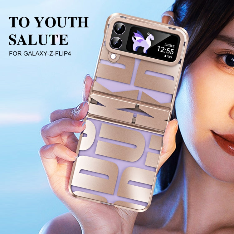 جراب هاتف قابل للطي مطلي بالكهرباء ومُزود بمفصلة، لهاتف Samsung Galaxy Z Flip4 5G