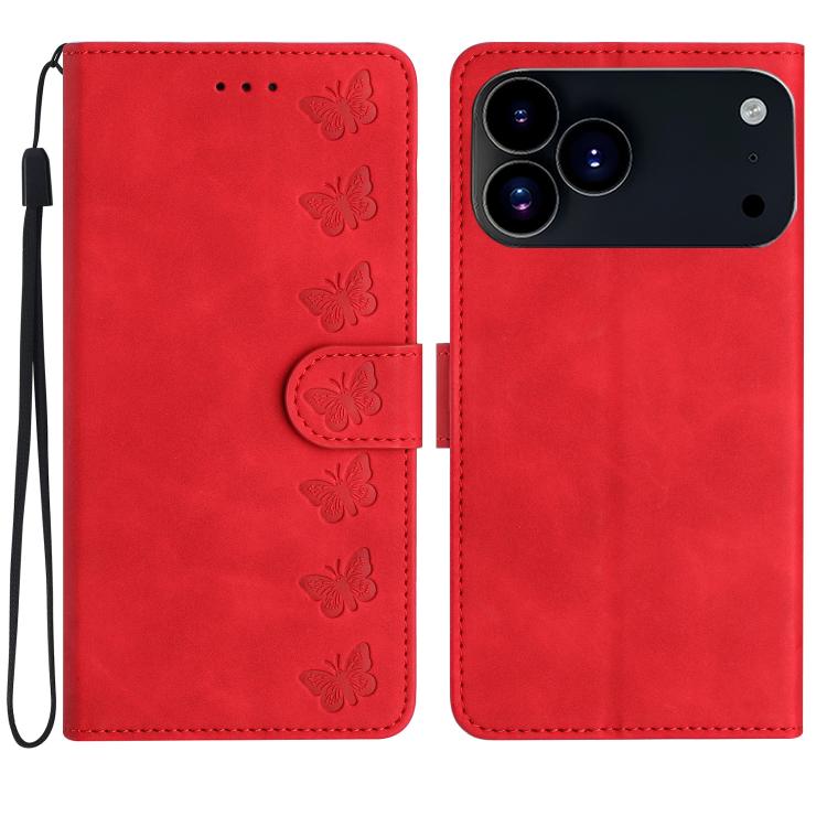 جراب هاتف جلدي منقوش بسبع فراشات، مناسب لأجهزة iPhone 17 Pro Max وiPhone 17 Pro وiPhone 17 وiPhone 17 Air وiPhone 16e وiPhone 16 Pro Max وiPhone 16 Pro وiPhone 16 Plus