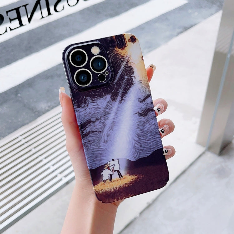 جراب هاتف PC بنقشة زيتية بفتحة دقيقة، لهاتف iPhone XS Max وiPhone XR