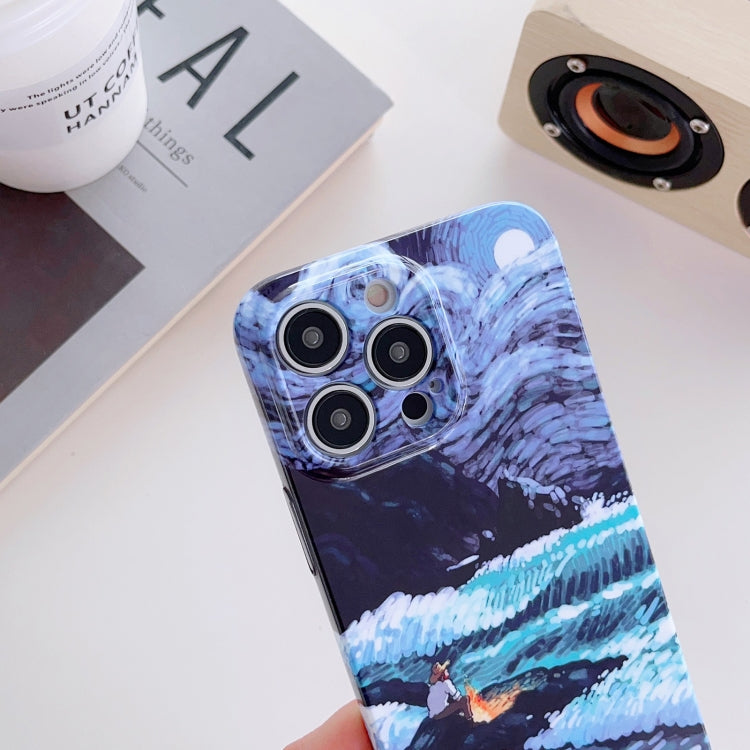 جراب هاتف PC بنقشة زيتية بفتحة دقيقة، لهاتف iPhone XS Max وiPhone XR