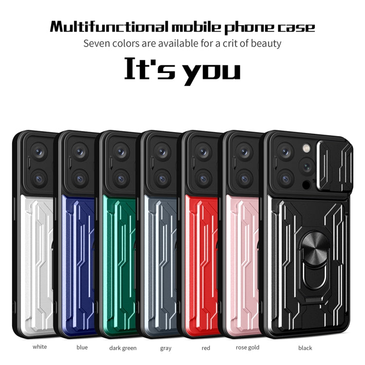جراب هاتف منزلق من مادة TPU + PC مع فتحة بطاقة، لهاتف iPhone 15 Pro Max، وiPhone 15 Pro، وiPhone 15 Plus، وiPhone 15