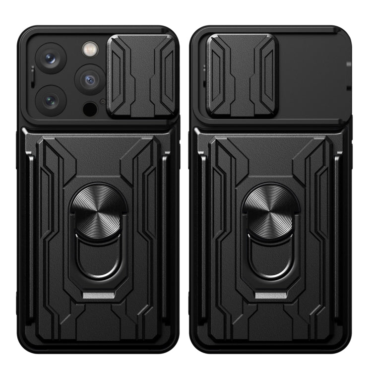جراب هاتف منزلق من مادة TPU + PC مع فتحة بطاقة، لهاتف iPhone 15 Pro Max، وiPhone 15 Pro، وiPhone 15 Plus، وiPhone 15