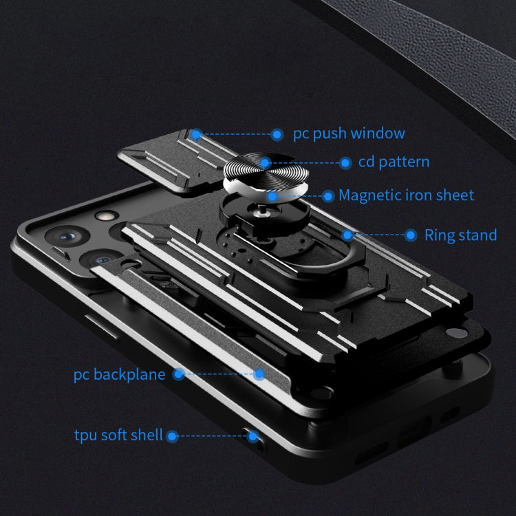 جراب هاتف منزلق من مادة TPU + PC مع فتحة بطاقة، لهاتف iPhone 15 Pro Max، وiPhone 15 Pro، وiPhone 15 Plus، وiPhone 15