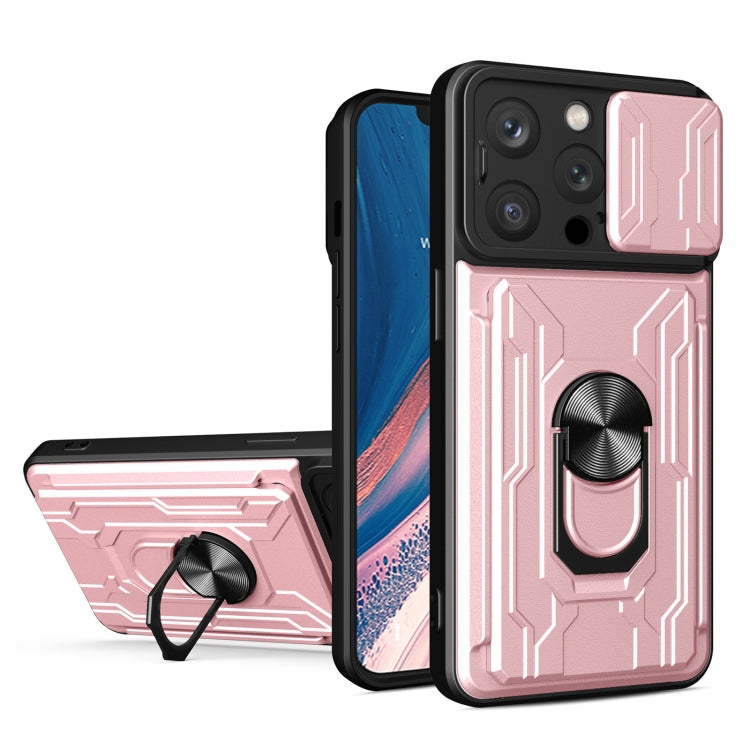 جراب هاتف منزلق من مادة TPU + PC مع فتحة بطاقة، لهاتف iPhone 15 Pro Max، وiPhone 15 Pro، وiPhone 15 Plus، وiPhone 15
