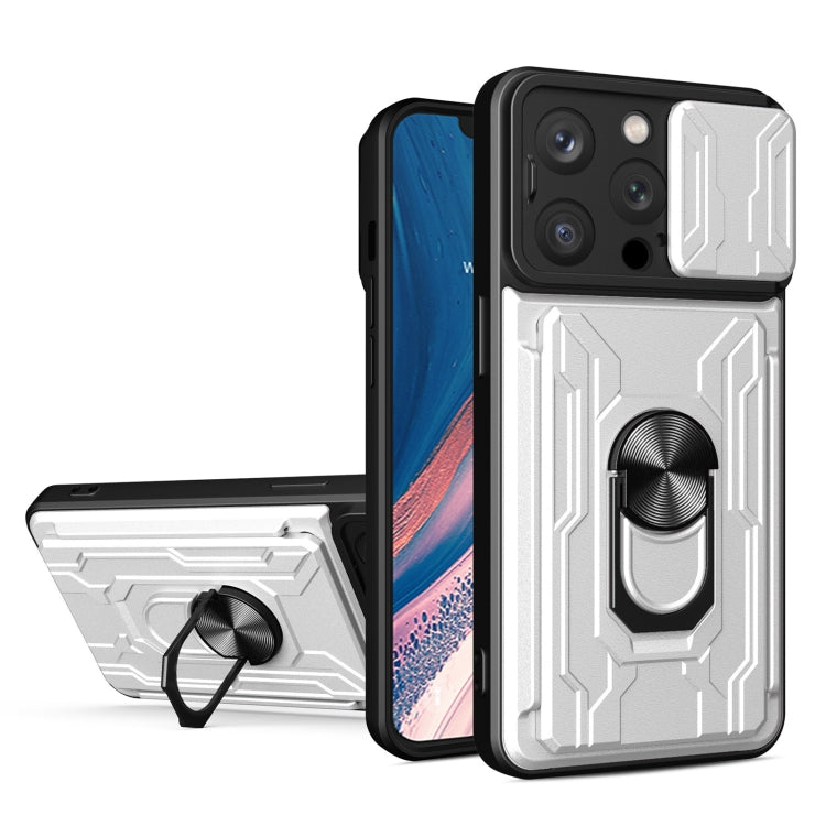 جراب هاتف منزلق من مادة TPU + PC مع فتحة بطاقة، لهاتف iPhone 15 Pro Max، وiPhone 15 Pro، وiPhone 15 Plus، وiPhone 15
