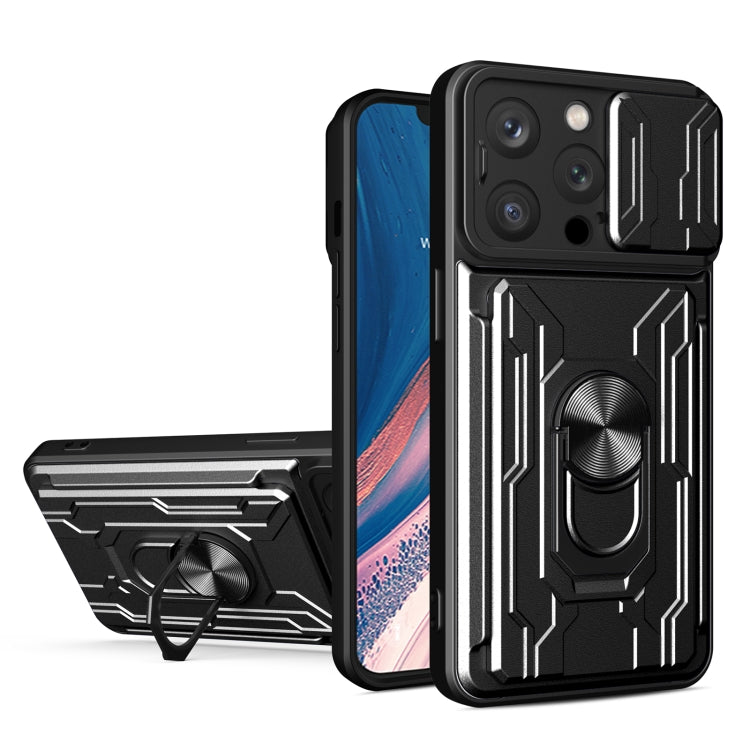 جراب هاتف منزلق من مادة TPU + PC مع فتحة بطاقة، لهاتف iPhone 15 Pro Max، وiPhone 15 Pro، وiPhone 15 Plus، وiPhone 15