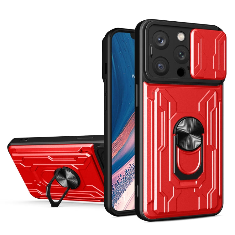 جراب هاتف منزلق من مادة TPU + PC مع فتحة بطاقة، لهاتف iPhone 15 Pro Max، وiPhone 15 Pro، وiPhone 15 Plus، وiPhone 15