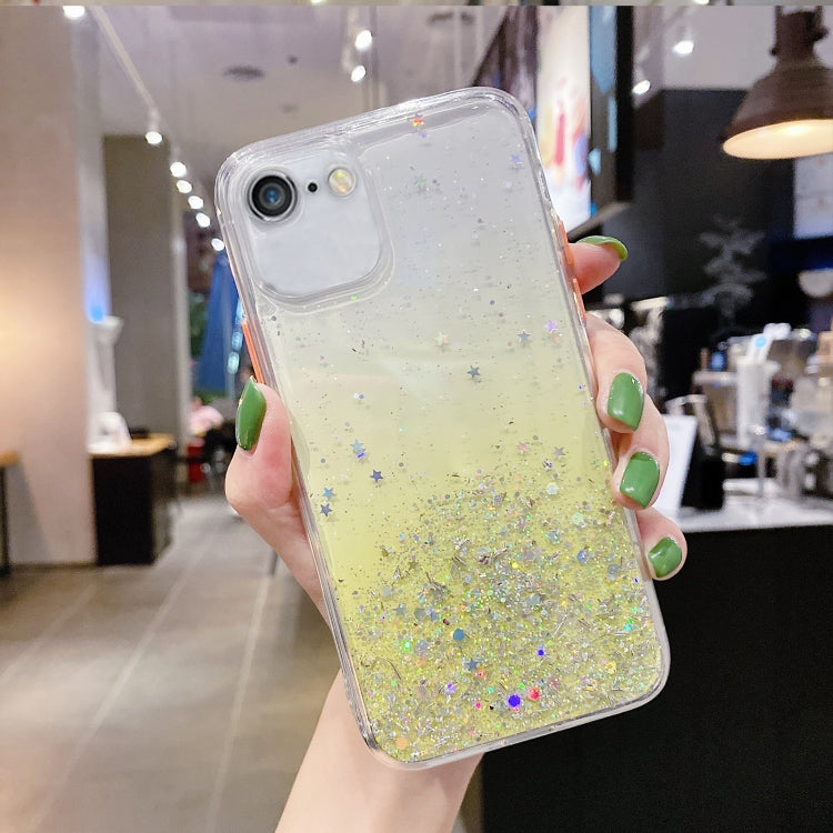 جراب هاتف TPU لامع متدرج الألوان مرصع بالنجوم، مناسب لأجهزة iPhone XS / X، iPhone XR، iPhone XS Max، iPhone 8 Plus / 7 Plus، iPhone 6s Plus / 6 Plus، iPhone 6s / 6