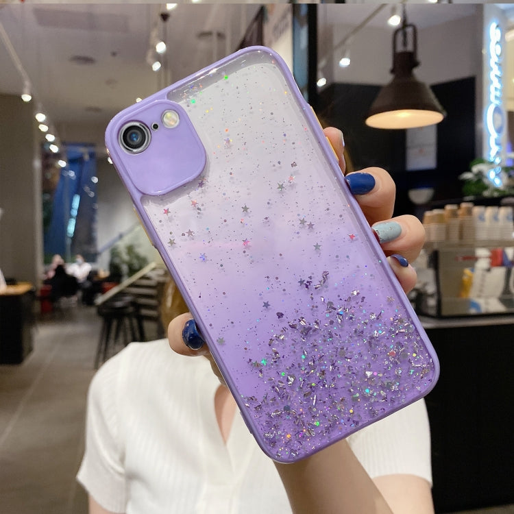 جراب هاتف TPU لامع متدرج الألوان مرصع بالنجوم، مناسب لأجهزة iPhone XS / X، iPhone XR، iPhone XS Max، iPhone 8 Plus / 7 Plus، iPhone 6s Plus / 6 Plus، iPhone 6s / 6