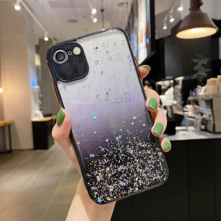 جراب هاتف TPU لامع متدرج الألوان مرصع بالنجوم، مناسب لأجهزة iPhone XS / X، iPhone XR، iPhone XS Max، iPhone 8 Plus / 7 Plus، iPhone 6s Plus / 6 Plus، iPhone 6s / 6