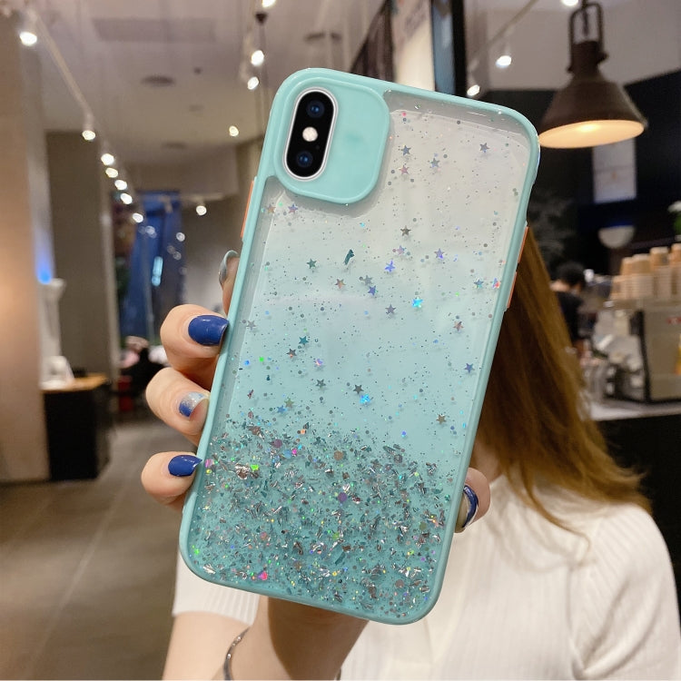جراب هاتف TPU لامع متدرج الألوان مرصع بالنجوم، مناسب لأجهزة iPhone XS / X، iPhone XR، iPhone XS Max، iPhone 8 Plus / 7 Plus، iPhone 6s Plus / 6 Plus، iPhone 6s / 6