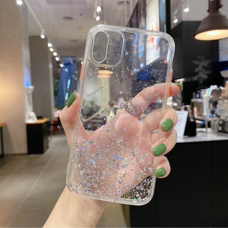 جراب هاتف TPU لامع متدرج الألوان مرصع بالنجوم، مناسب لأجهزة iPhone XS / X، iPhone XR، iPhone XS Max، iPhone 8 Plus / 7 Plus، iPhone 6s Plus / 6 Plus، iPhone 6s / 6