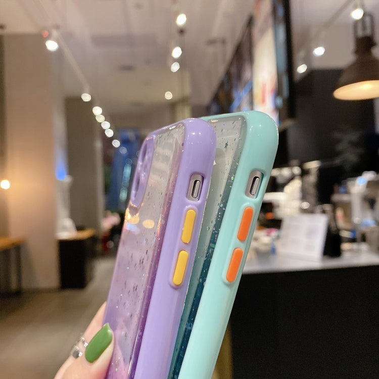 جراب هاتف TPU لامع متدرج الألوان مرصع بالنجوم، مناسب لأجهزة iPhone XS / X، iPhone XR، iPhone XS Max، iPhone 8 Plus / 7 Plus، iPhone 6s Plus / 6 Plus، iPhone 6s / 6
