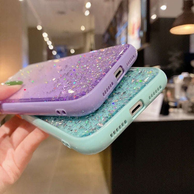 جراب هاتف TPU لامع متدرج الألوان مرصع بالنجوم، مناسب لأجهزة iPhone XS / X، iPhone XR، iPhone XS Max، iPhone 8 Plus / 7 Plus، iPhone 6s Plus / 6 Plus، iPhone 6s / 6