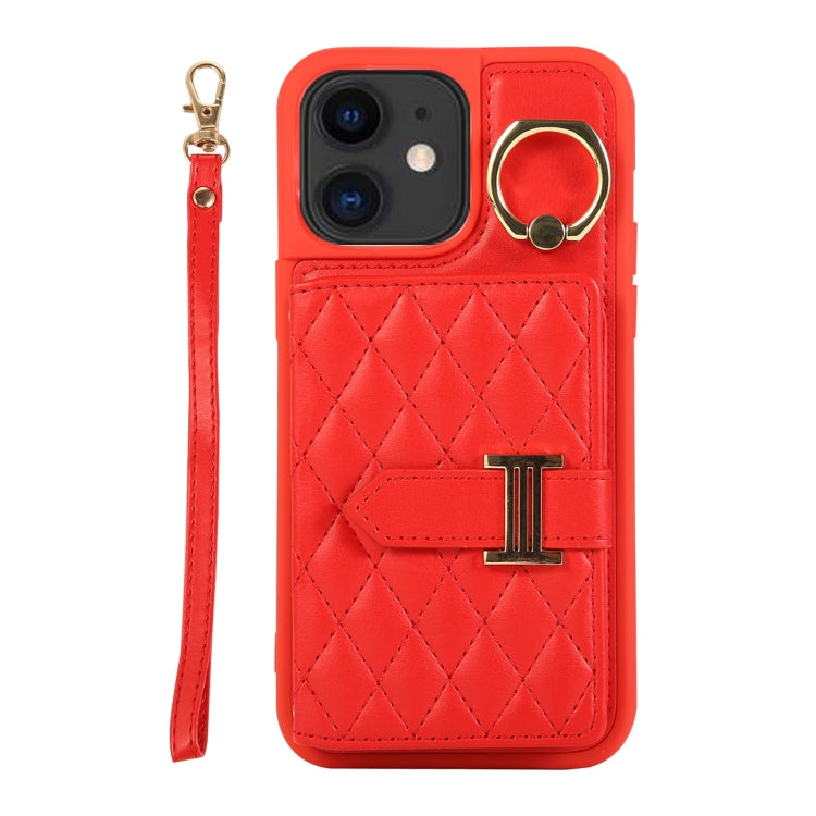 Horizontal Card Bag Ring Holder Phone Case with Dual Lanyard, For iPhone 13, For iPhone 12, For iPhone 12 Pro Max, For iPhone 12 Pro, For iPhone 11 Pro Max, For iPhone 11