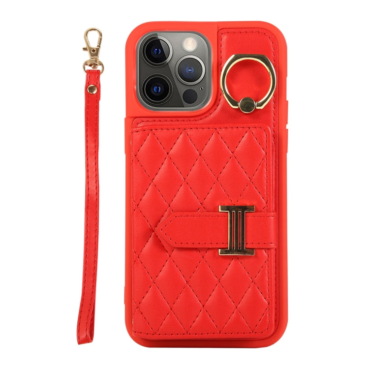 Horizontal Card Bag Ring Holder Phone Case with Dual Lanyard, For iPhone 13, For iPhone 12, For iPhone 12 Pro Max, For iPhone 12 Pro, For iPhone 11 Pro Max, For iPhone 11