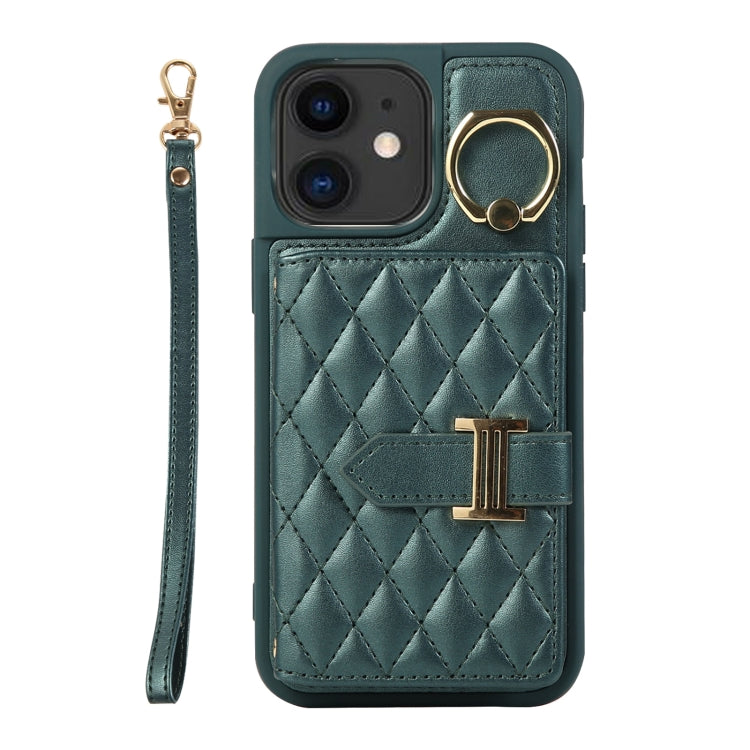 Horizontal Card Bag Ring Holder Phone Case with Dual Lanyard, For iPhone 13, For iPhone 12, For iPhone 12 Pro Max, For iPhone 12 Pro, For iPhone 11 Pro Max, For iPhone 11